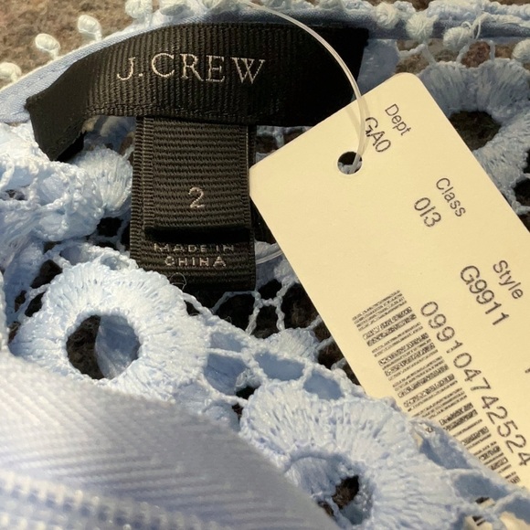 NWT J. Crew Blue Floral Lace Daisy Wide Sleeve Blouse - Picture 5 of 6